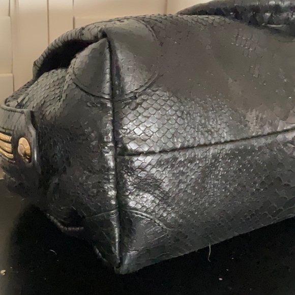 3-fer Vintage Henri Bendel Black WEST 57th Box Barrel Bag, wristlet & mirror - Picture 12 of 17